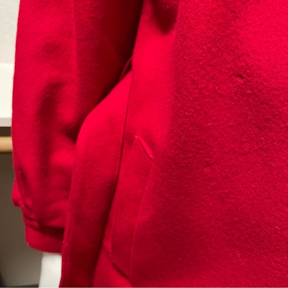 VTG🇺🇸Central Park ILGWU Holiday Christmas Carol Red Wool Long Coat | Sz S - Picture 15 of 16